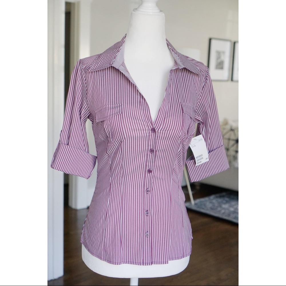 NWT H&M Striped Button Down Top